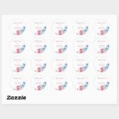 Pink Blue Peony Floral Boy Girl Baptisme Ronde Sticker (Vel)