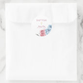 Pink Blue Peony Floral Boy Girl Baptisme Ronde Sticker (Tas)