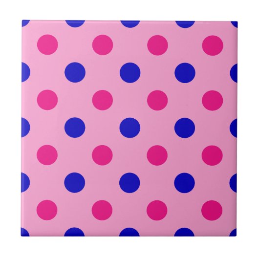 Pink Blue Pink Polka Dot Pattern Tegeltje (Voorkant)