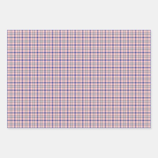 Pink Blue Plaid Classic Pattern Retro Inpakpapier Vel (Voorkant 3)