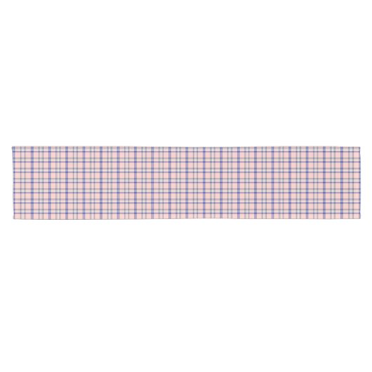 Pink Blue Plaid Classic Pattern Retro Table Runner Korte Tafelloper (Horizontaal)