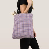 Pink Blue Plaid Classic Pattern Retro Tote Bag (Dichtbij)