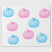 Pink Blue Pumpkin Thanksgiving Gender Reveal Party Cadeaupapier (Vlak)