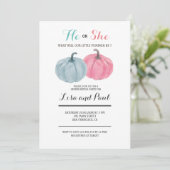 Pink Blue Pumpkins Hij of zij onthult geslacht Kaart (Staand voorkant)