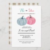 Pink Blue Pumpkins Hij of zij onthult geslacht Kaart (Voorkant / Achterkant)