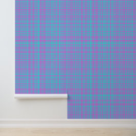 Pink Blue Purple Plaid Pattern Behang