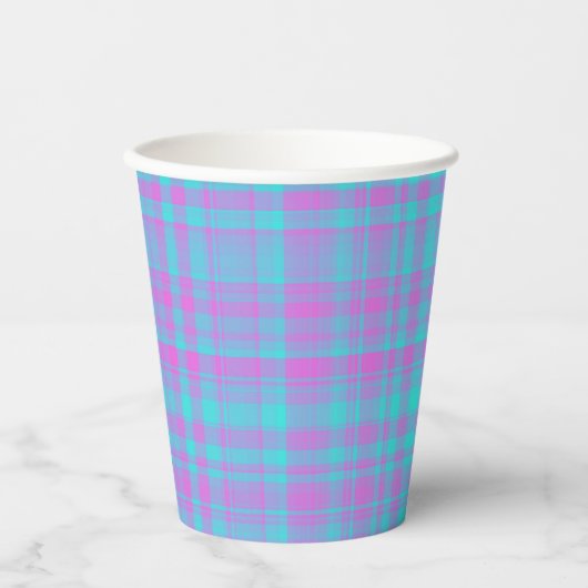 Pink Blue Purple Plaid Pattern Papieren Bekers (Voorkant)