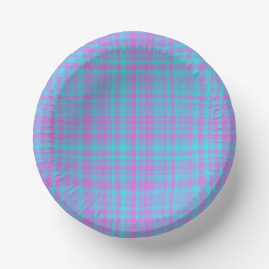 Pink Blue Purple Plaid Pattern Papieren Kommen (Voorkant)