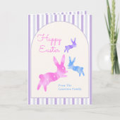 Pink Blue Purple Watercolor Bunny Custom Easter   Feestdagen Kaart (Voorkant)