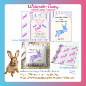 Pink Blue Purple Watercolor Bunny Custom Easter   Feestdagen Kaart