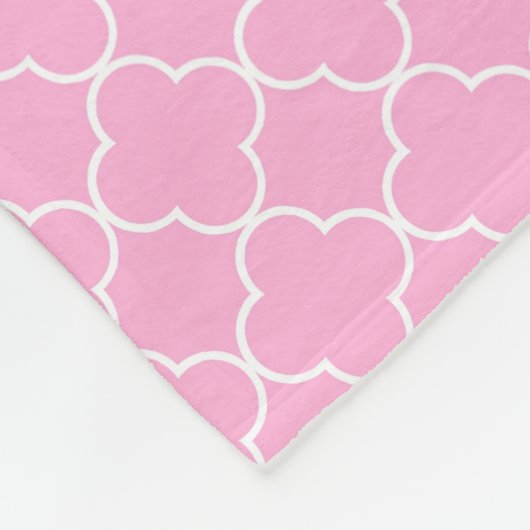 Pink Blue Quatrefoil Pattern Monogram Blanket Fleece Deken (Hoek)