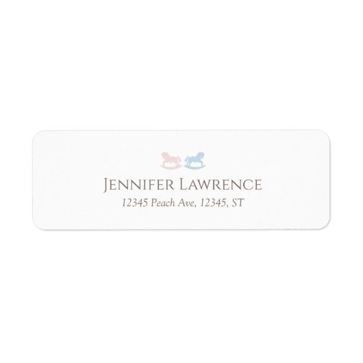 Pink Blue rocking horse Address Labels (Voorkant)