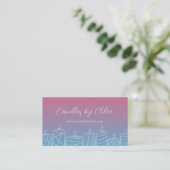 Pink & Blue Scribbled Candles Candle Maker QR Code Visitekaartje (Staand voorkant)