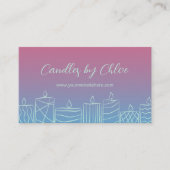 Pink & Blue Scribbled Candles Candle Maker QR Code Visitekaartje (Voorkant)
