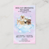 Pink Blue Shower Bubble Pet Groomer Cat Dog Visitekaartje (Voorkant)