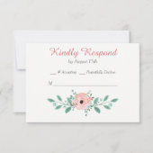 Pink Blue Spring Floral Wedding RSVP (Voorkant)