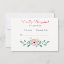 Pink Blue Spring Floral Wedding RSVP