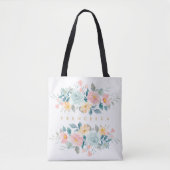 Pink Blue Spring Pastels Floral Waterverf Name Tote Bag (Voorkant)
