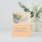 PINK BLUE STORK BABY SHOWER MONOGRAM KAART (Staand voorkant)