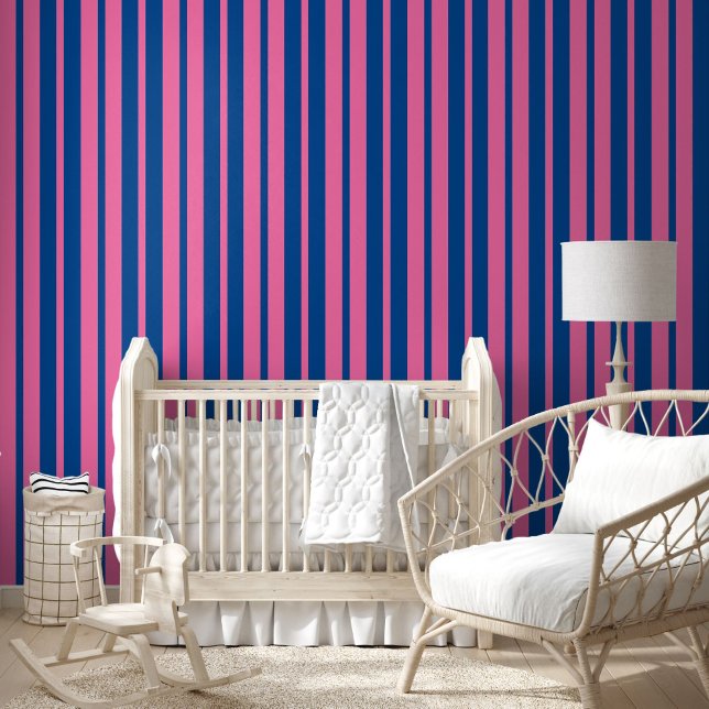 Pink Blue Stylish Stripes Pattern Design  Behang (Creator heeft geüpload)