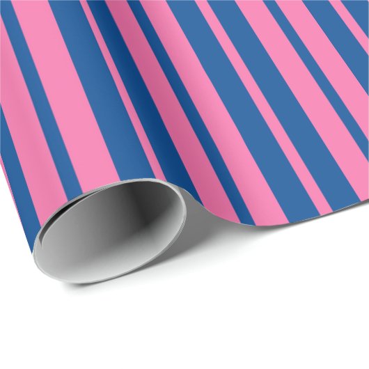 Pink Blue Stylish Stripes Pattern Design Cadeaupapier (Rol Hoek)