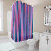 Pink Blue Stylish Stripes Pattern Design  Douchegordijn (In situ)
