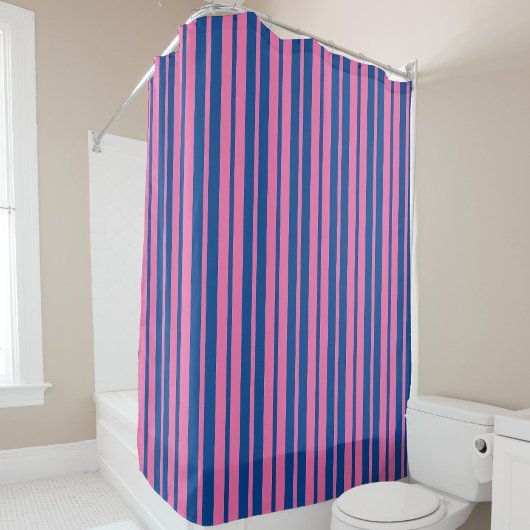 Pink Blue Stylish Stripes Pattern Design  Douchegordijn
