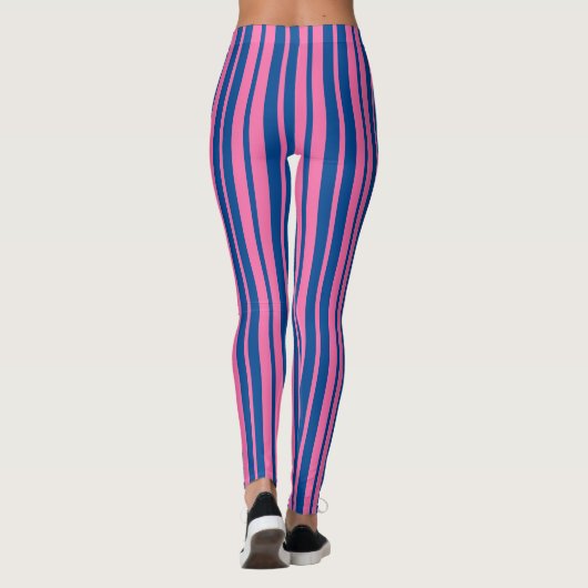 Pink Blue Stylish Stripes Pattern Design  Leggings (Achterkant)
