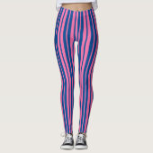 Pink Blue Stylish Stripes Pattern Design  Leggings (Voorkant)