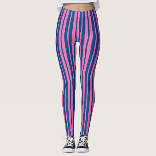 Pink Blue Stylish Stripes Pattern Design  Leggings (Voorkant)