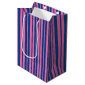Pink Blue Stylish Stripes Pattern Design  Medium Cadeauzakje (Voorkant Gekanteld)