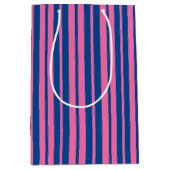 Pink Blue Stylish Stripes Pattern Design  Medium Cadeauzakje (Voorkant)
