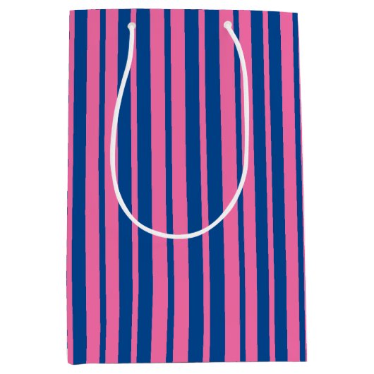 Pink Blue Stylish Stripes Pattern Design  Medium Cadeauzakje (Voorkant)