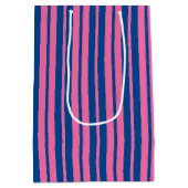 Pink Blue Stylish Stripes Pattern Design  Medium Cadeauzakje (Achterkant)