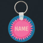 Pink Blue Sunshine Name Tag VOOR IT Pink Sleutelhanger<br><div class="desc">Decoreer je outfit met deze coole art sleutelhanger. Het is een geweldig cadeau! U kunt het aanpassen en tekst ook toevoegen. Bekijk mijn winkel voor veel meer kleuren en patronen! Laat me weten of je ook iets op maat wilt.</div>