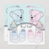 Pink Blue Teddy Bear Geslacht onthullen Kaart (Voorkant / Achterkant)