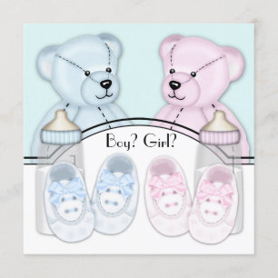 Pink Blue Teddy Bear Geslacht onthullen Kaart