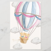 Pink Blue Teddy Bear Twins Baby Predictions Game (Achterkant)