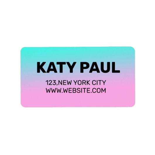 PINK BLUE TEXTURE SIMPLE MINIMAAL TEKSTSTIJL ETIKET (Voorkant)