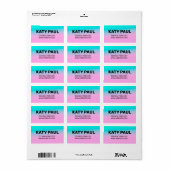 PINK BLUE TEXTURE SIMPLE MINIMAAL TEKSTSTIJL ETIKET (Full Sheet)