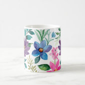 Pink Blue Tropical Emerald Floral Pattern Koffiemok (Center)