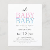 Pink & Blue Twin Baby shower Budget Uitnodiging (Voorkant)