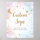 Pink Blue Twinkle Little Star Gender Reveal Sign Poster (Voorkant)