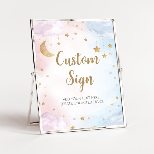 Pink Blue Twinkle Little Star Gender Reveal Sign Poster