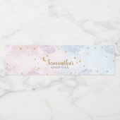 Pink Blue Twinkle Little Star Gender Reveal Waterfles Etiket (Enkel label)