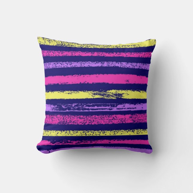 Pink blue violet retro Abstract Multicolor stripes Kussen (Voorkant)