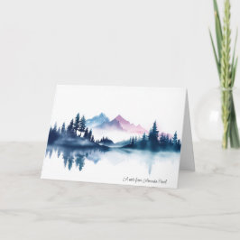 Pink & Blue Watercolor Mountains & Dark Pine Trees Kaart