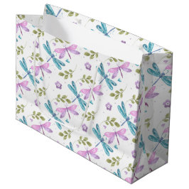 PINK & BLUE WATERVERF DRAGONFLIES GROOT CADEAUZAKJE