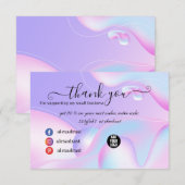 PINK & Blue Waterverf Holographic Design Beauty Bedankkaart (Voorkant / Achterkant)