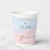 Pink Blue Waterverf Team Girl Team Boy Papieren Bekers (Achterkant)